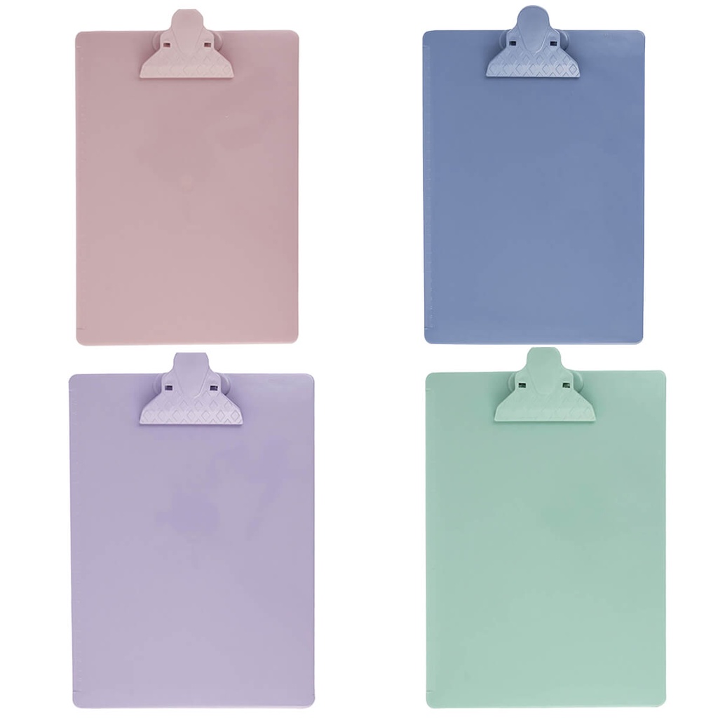 Prancheta Plástica Oficio Cor Pastel com Prendedor Metal Waleu