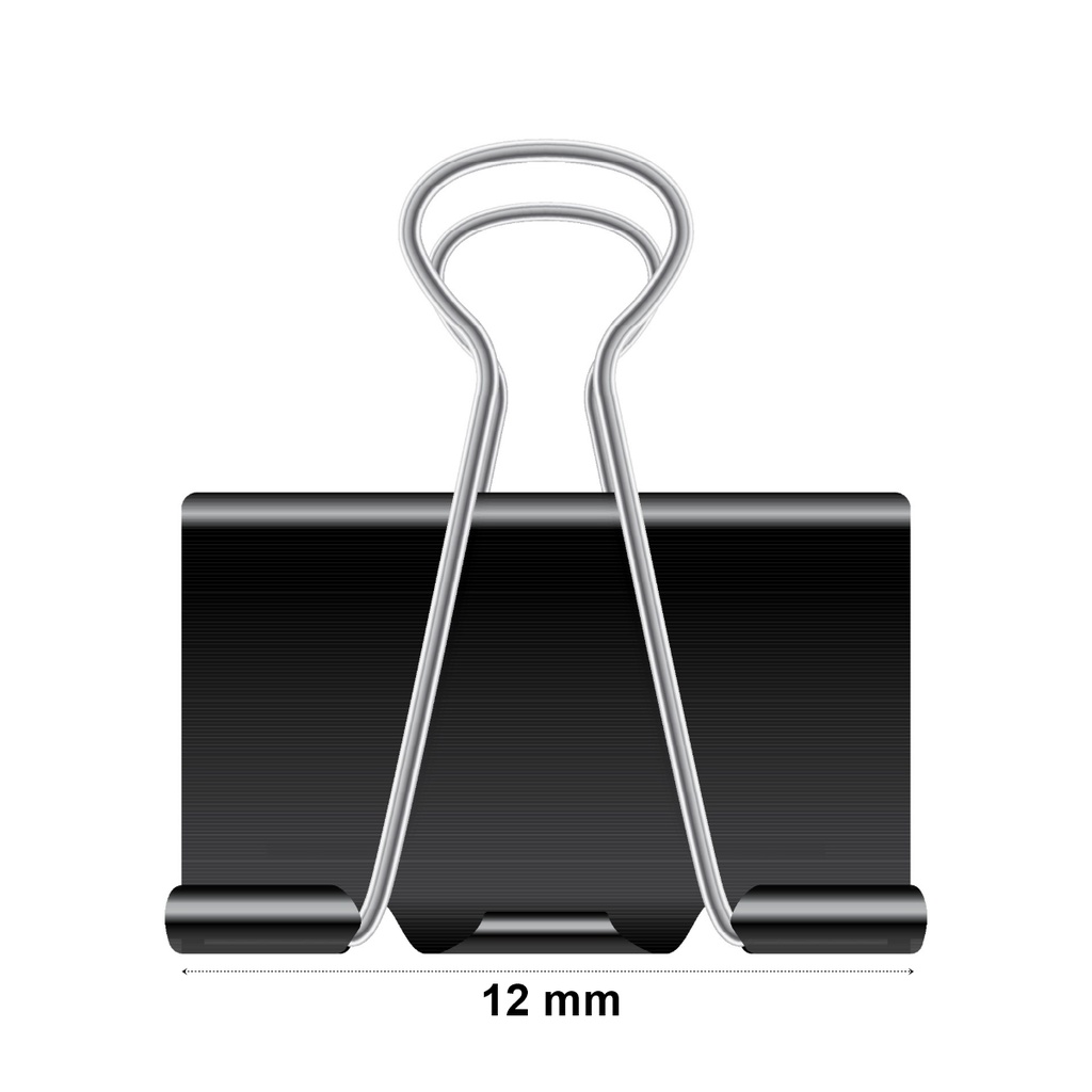 Prendedor clipe de metal preto para papel com 1 unidade, vários tamanhos