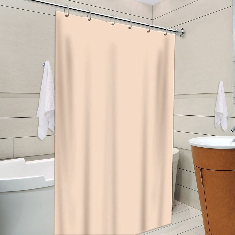 Cortina de Banheiro Impermeável Box Bege Nude c/ Ganchos 1,38 x 1,98 Pvc Antimofo