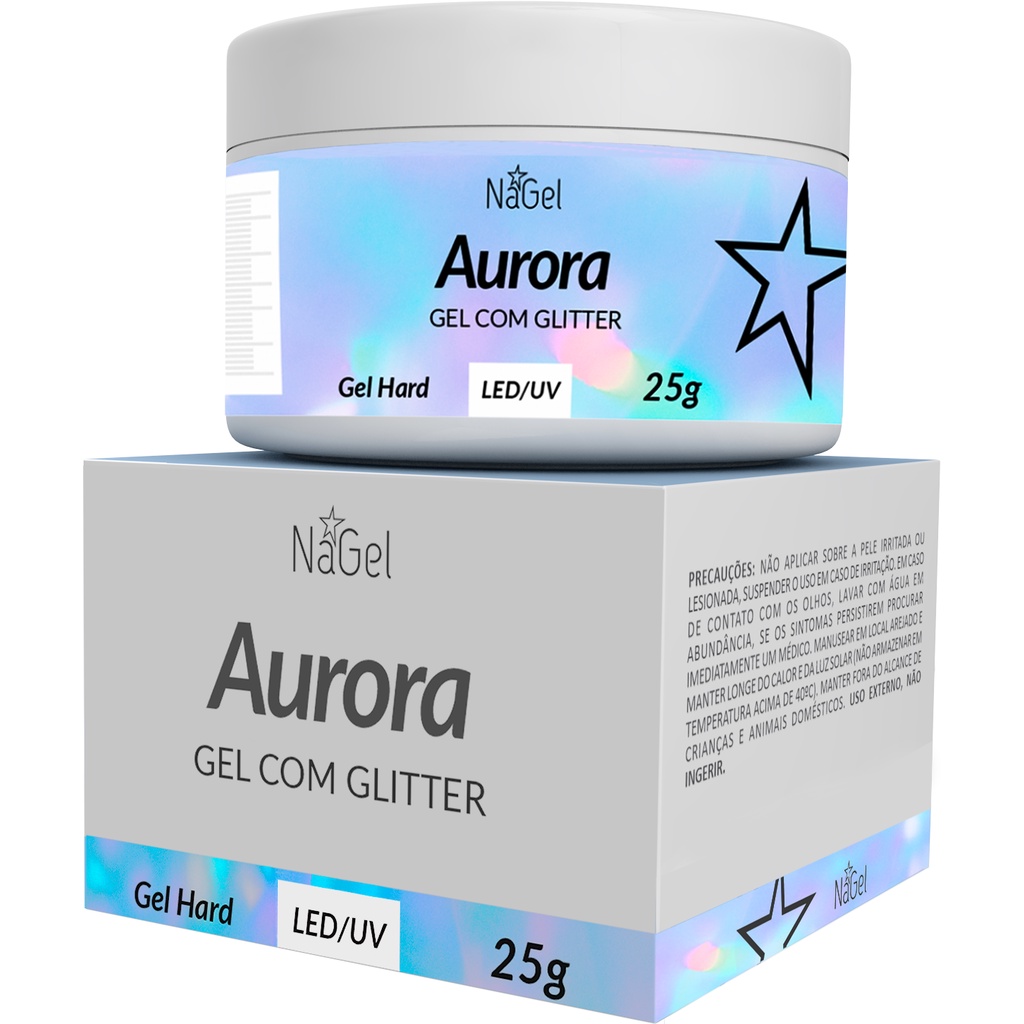 Gel com gliiter Nagel Aurora 25g uv/Led
