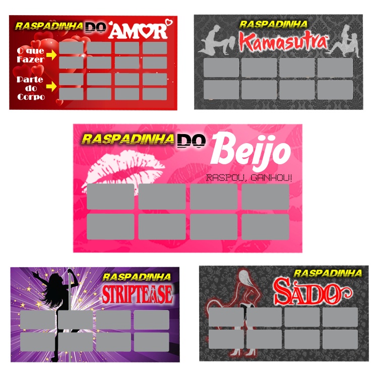 KIT Raspadinha Erotica - Amor, Beijo, Kama Sutra, Strip Tease, Sado - Produtos Eróticos Sex Shop em Oferta na Shopee