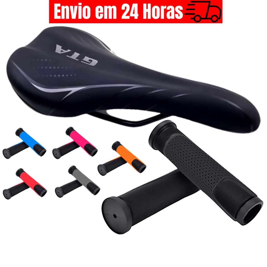 Banco De Bicicleta Selim Mtb Gta Modelo Esportivo Mtb Bike + Manopla GTA Borracha Cores