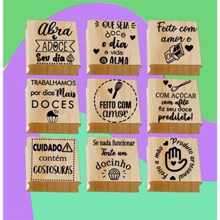 CARIMBOS tema CONFEITARIA/DOCES para SACOLAS TAGS CAIXAS 4X4CM em Oferta na Shopee