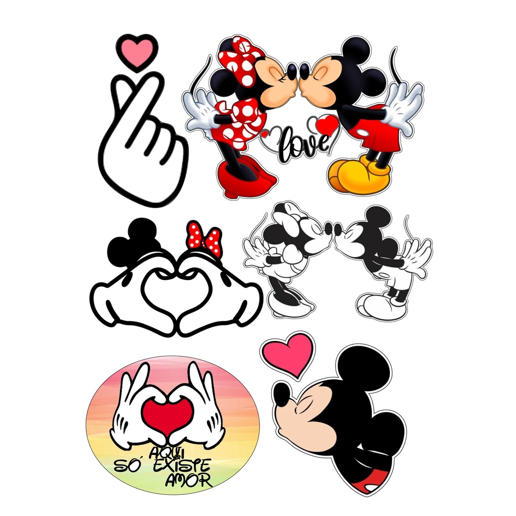 Adesivo Minnie e Mickey á prova d'água cartelas variadas Temos a pronta entrega, chega rapidinho