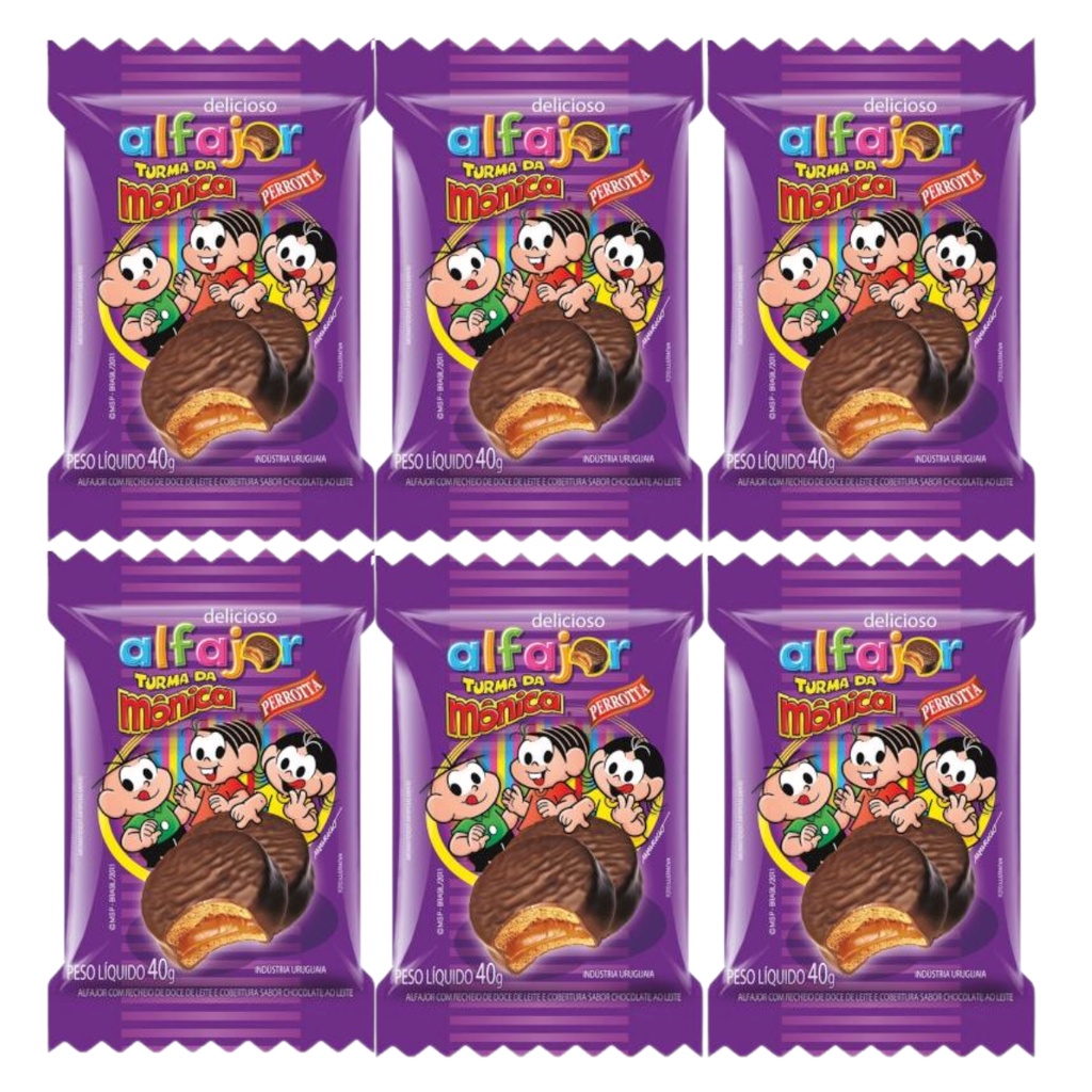 Kit 6 Un De Alfajor Da Mônica Original Doce De Leite
