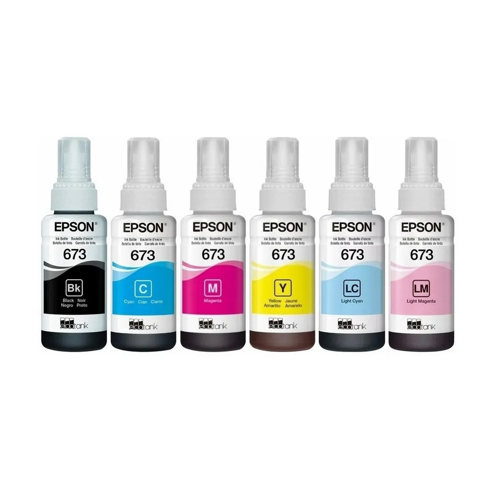 Kit 06 Refis De Tinta Epson 673 Original Para Impressoras Ecotank L800 L805 L810 L850 L1800 1717