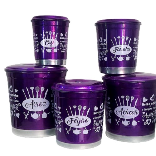 Kit Pote Vasilha Alumínio Guardar Arroz 5 Kg Mantimentos Alimentos C Tampa Promoção