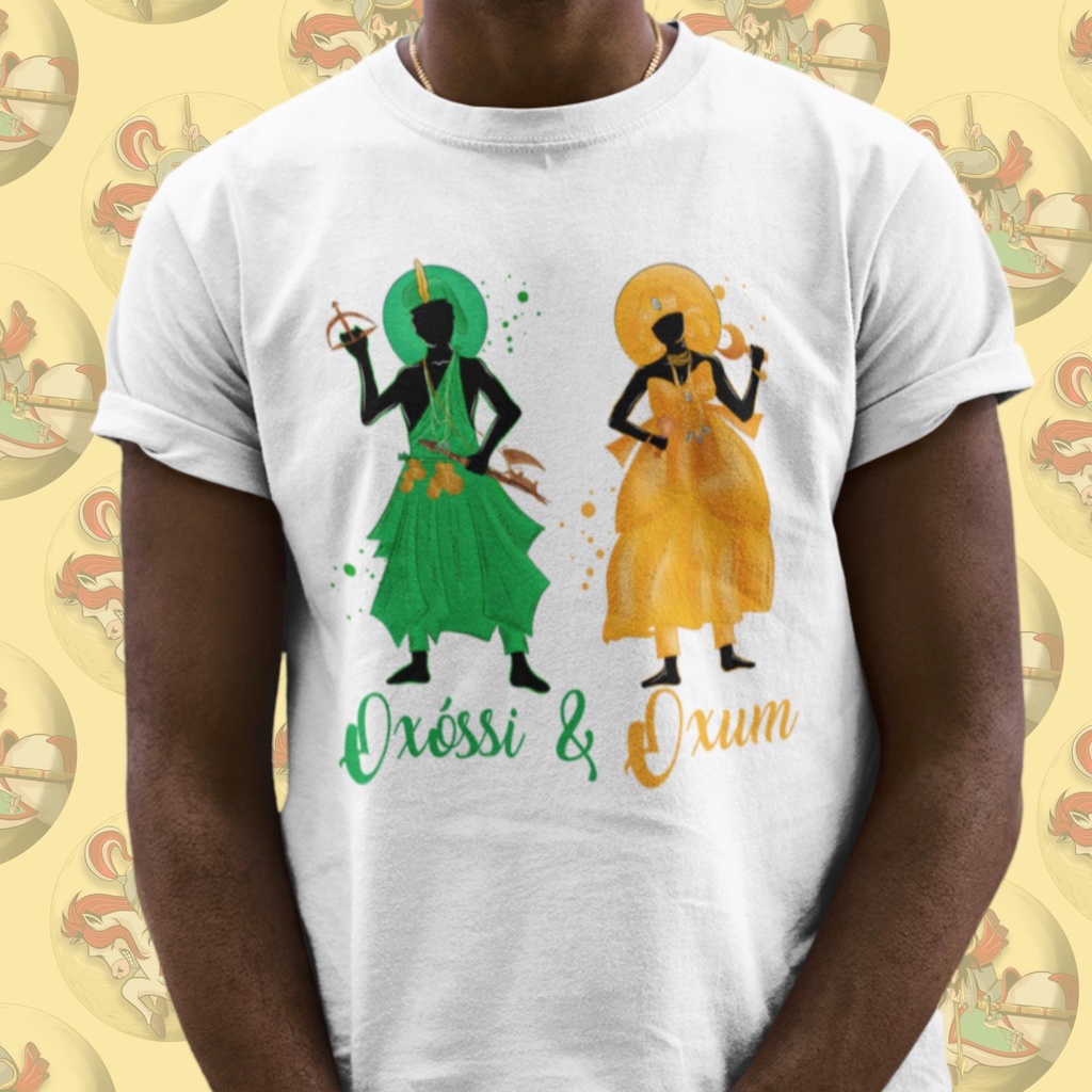 Camiseta Premium Religiosa Orixás Umbanda Candomblé Casal Orixá Oxóssi e Oxum Algodão 30.1 Arte 142