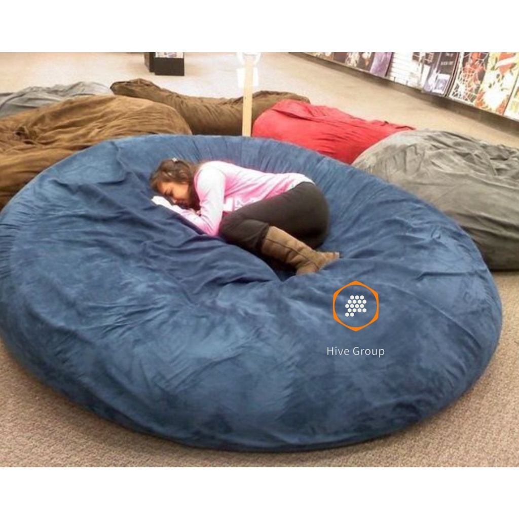 Puff Redondo Gigante de Chão Para Sala Quarto 1.90x20 Vazio + 2 Almofadas