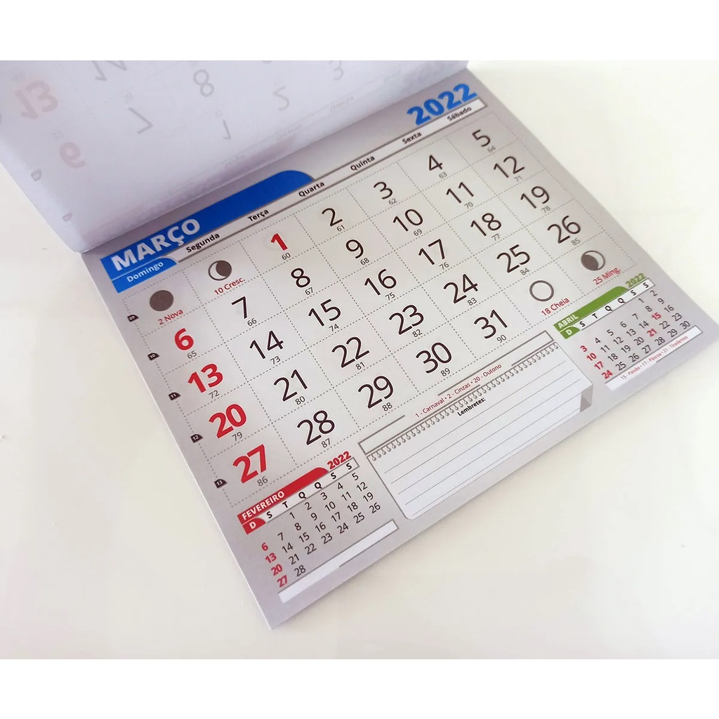 1000 Bloco de Calendário p/ Folhinha 2024 - Tamanho 18 x 15 cm