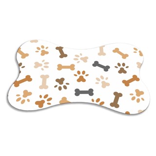 Tapete Osso para Gato e Cachorro Pet Comedouro Branco Antiderrapante