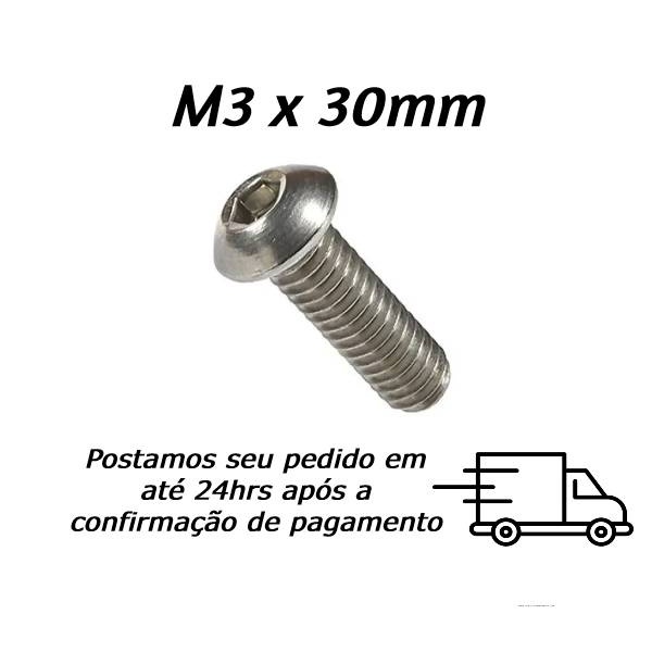 Parafuso Cabeça Abaulada Allen M3 X 30 INOX