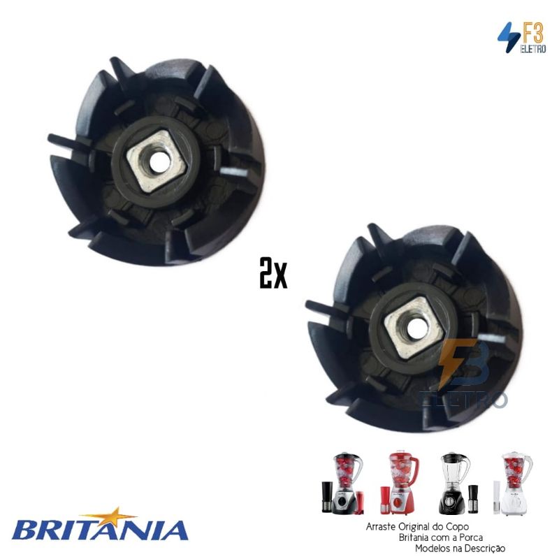 2 Arrastes do Copo Original Liquidificador Britania Eletronic Diamante Cristal Silencium