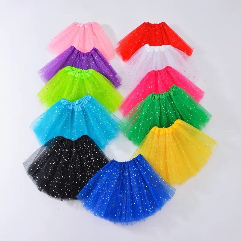 Saia de Tule com Glitter Carnaval Adulto Criança Festa Fantasia