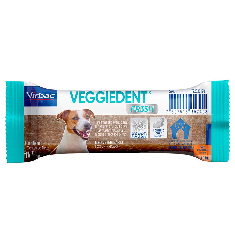 Petisco Tira Mastigável Virbac VeggieDent Fresh para Cães 16g em Oferta na Shopee
