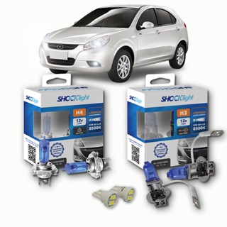 KIT lâmpadas Super brancas 8500K +LED T10 JAC J3 2010/2015 H4 FAROL + H3 milhas