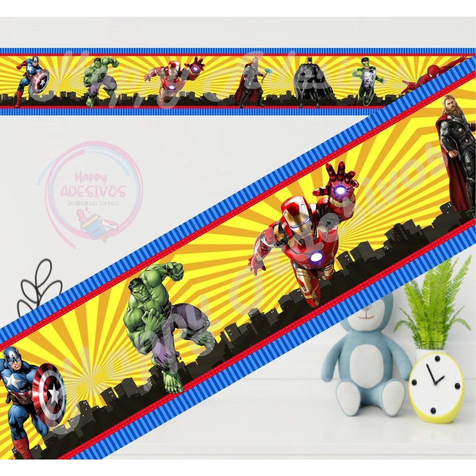 Adesivos Decorativos Herois Liga Justiça Vingadores Super Heróis Faixa Adesiva