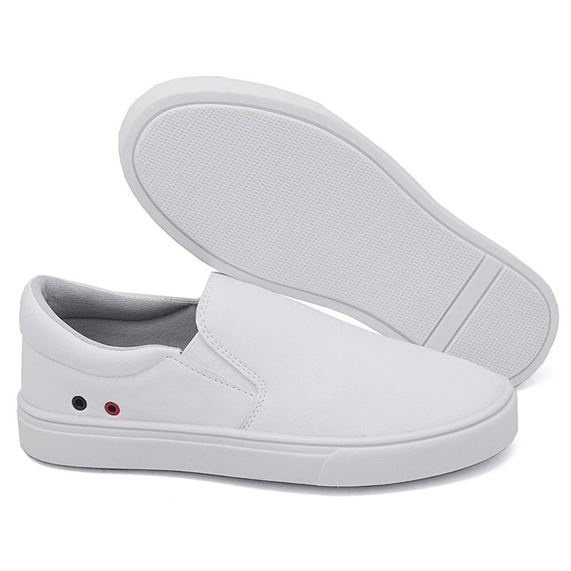 Tênis Sapatênis Iate Original Slip on Calce Fácil Hype Shoes Com Ilhós - Branco - Unissex