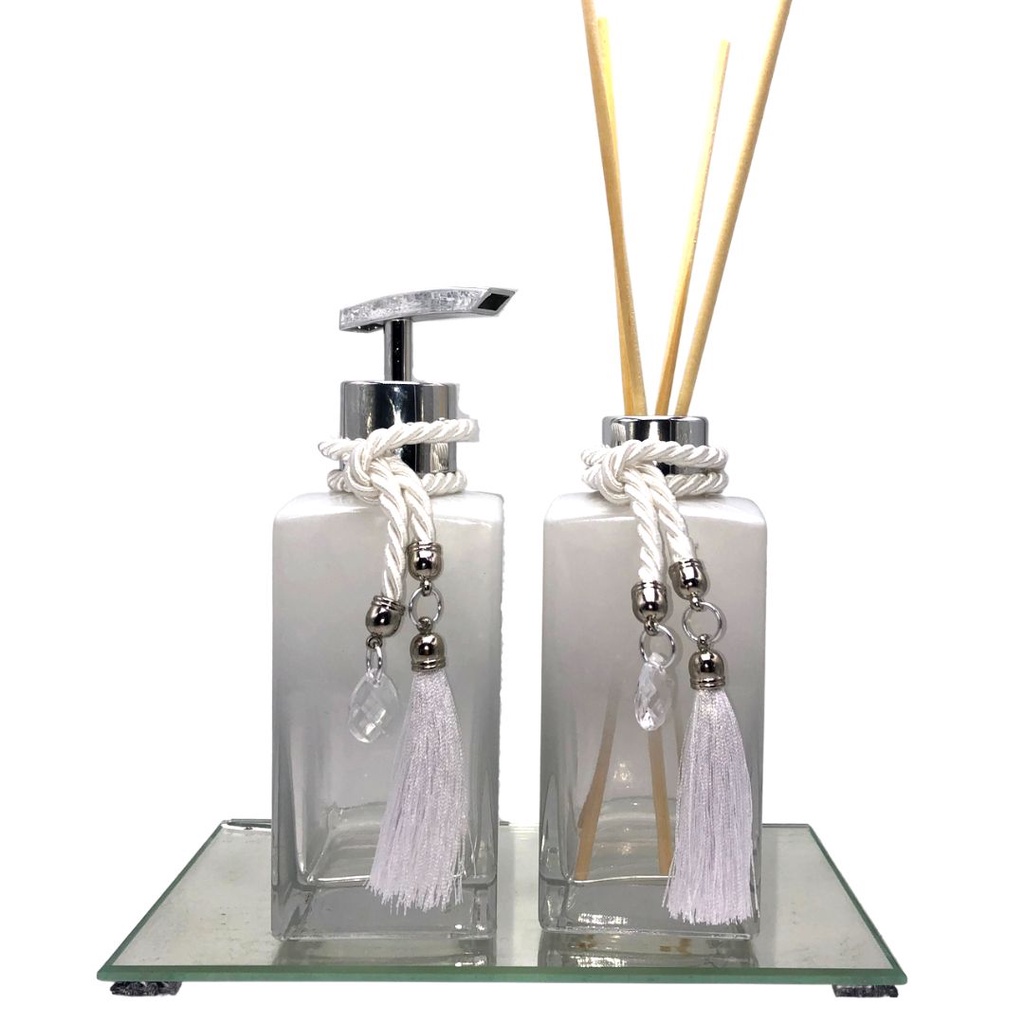 Kit 02 Frascos Lavabo Square Perola 250ml