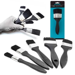 Kit Jogo Pinceis Trincha Para Pintura Com 5 Peças Cabo Madeira Vários Tamanhos Retoque Canto