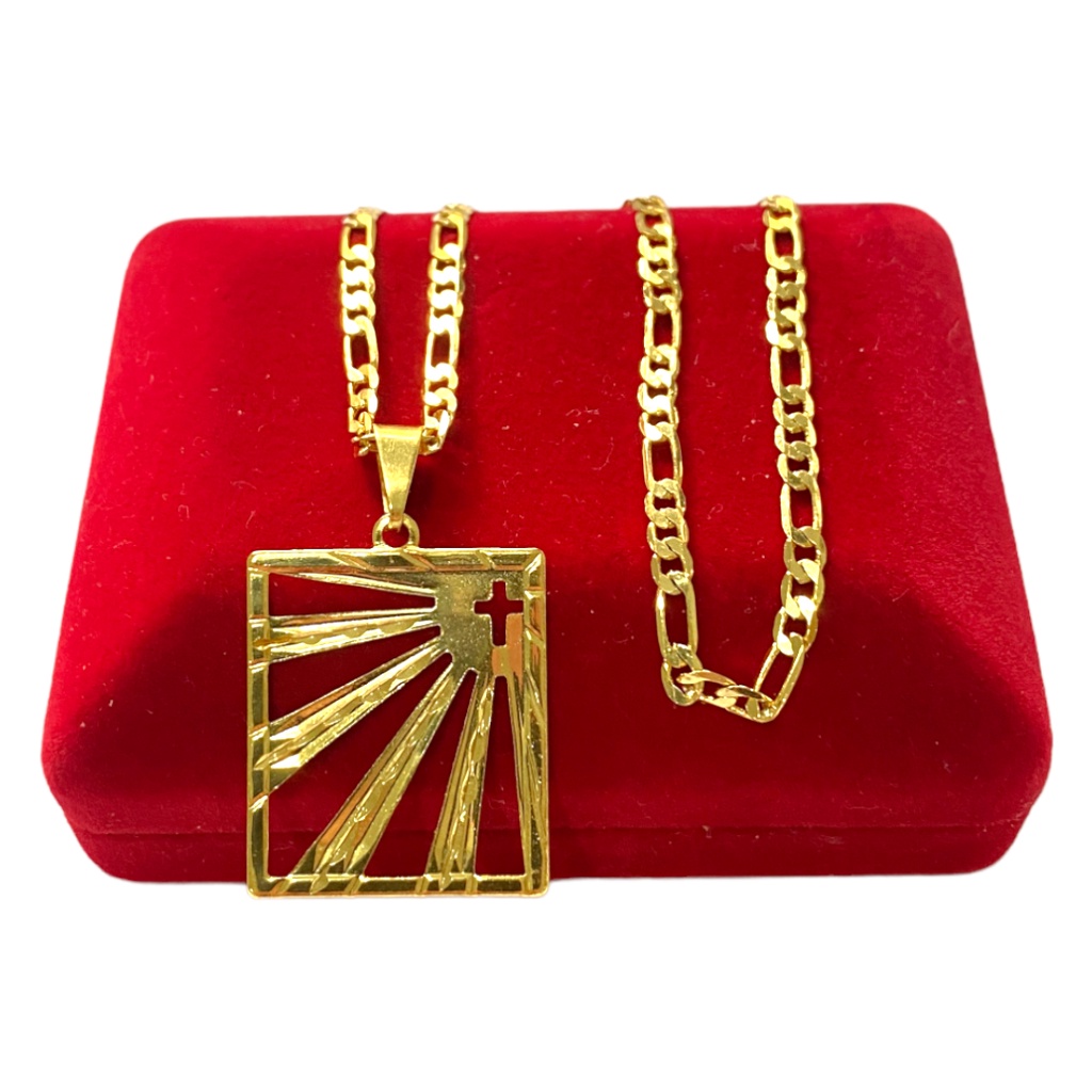 Cordão Banhado em Ouro 18K 3x1 3MM - PLAQUINHA CRUZ -  BANHO DE OURO 18K - UNISSEX