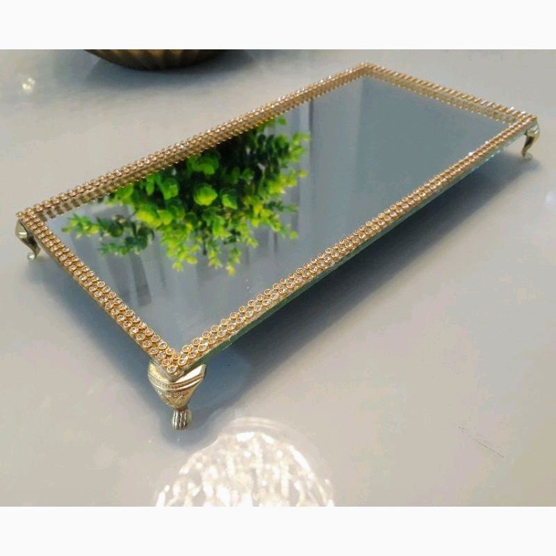 PROMOÇÃO Bandeja Espelhada Egípcia Luxo Alto Brilho Strass Original Decorativa Sala Lavabo Banheiro em Oferta na Shopee