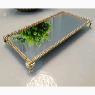 PROMOÇÃO Bandeja Espelhada Egípcia Luxo Alto Brilho Strass Original Decorativa Sala Lavabo Banheiro em Oferta na Shopee