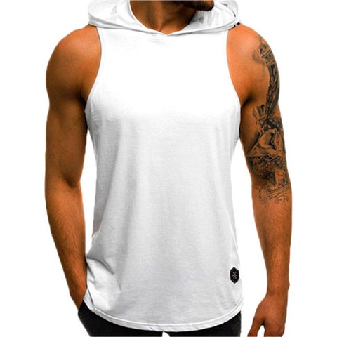 Camisa Regata Fit Cavada Com Capuz Gorro Masculina Para Treino Academia Fit