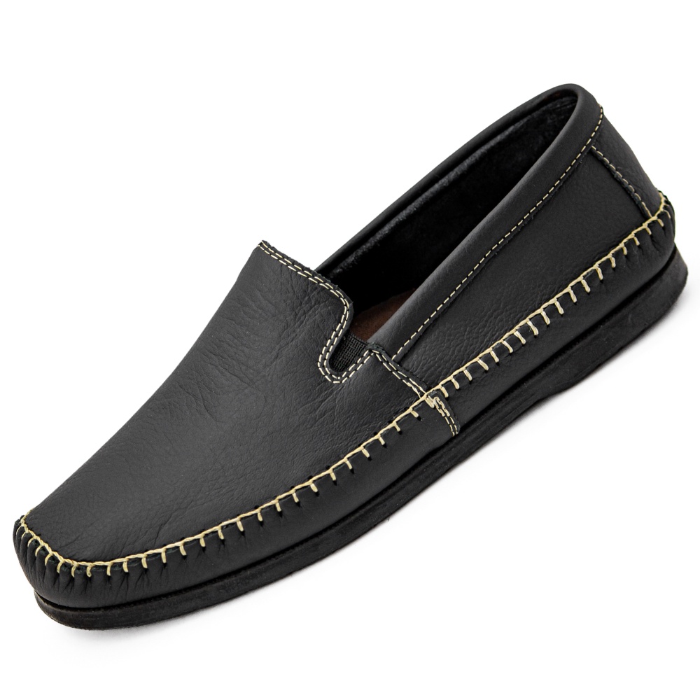 Sapato Sapatilha Mocassim Masculino de Couro Legítimo Ortopédico Casual