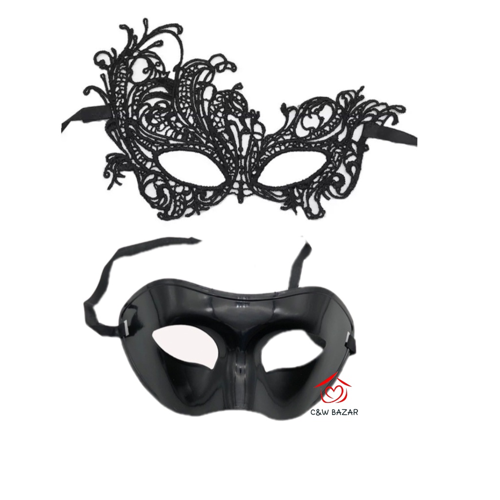 Kit 2 Máscaras Casal Venezianas LISA + RENDA Baile Luxo para festa ou Carnaval
