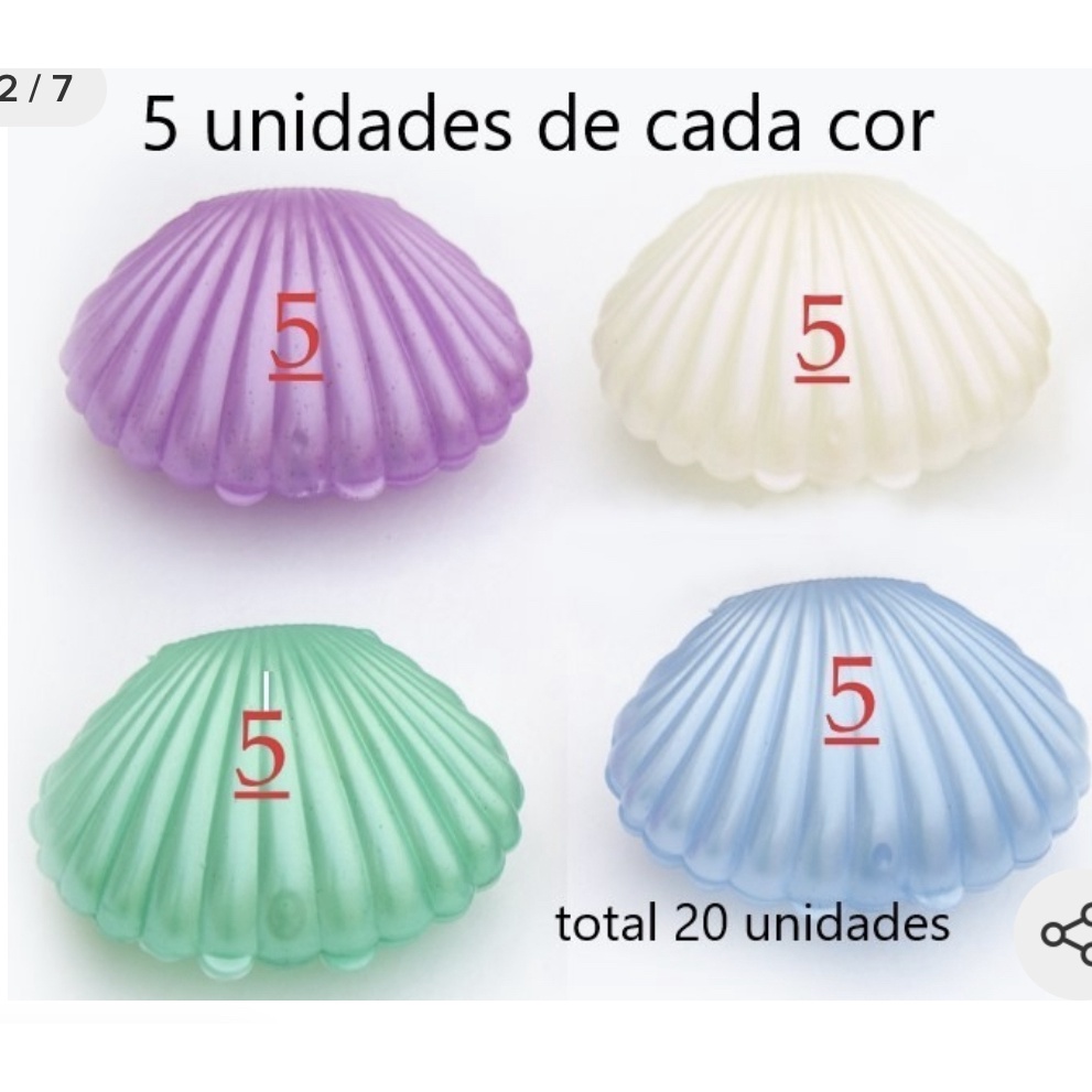 20 Mini Concha Sortida de Plástico para lembrancinhas, pulseiras e brindes