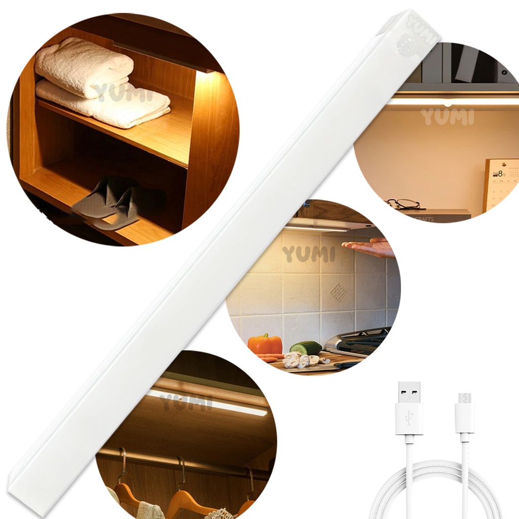 Luminária Spot Led Sensor De Presença 20cm Spot Cozinha Armários Closet Gavetas Recarregável USB Branco Quente em Oferta na Shopee