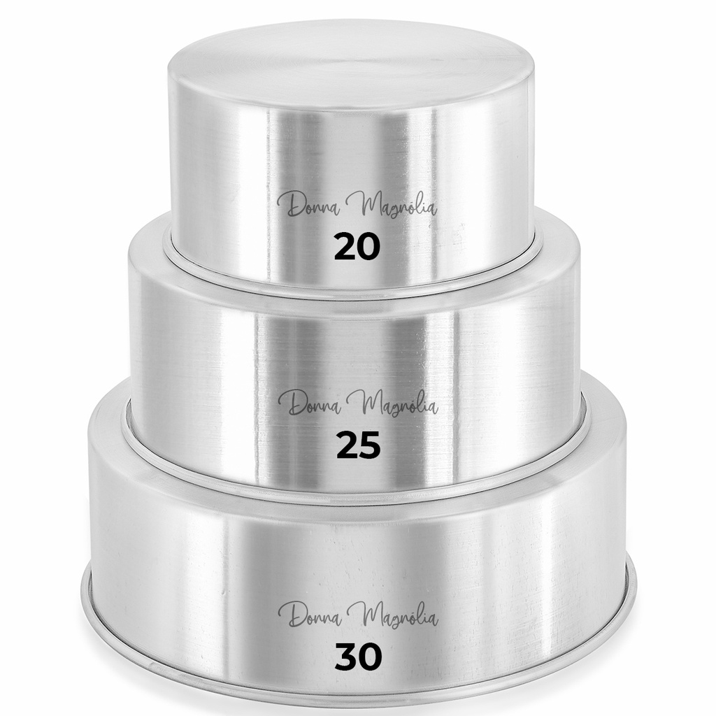 CONJUNTO  3  Forma Assadeira Bolo REDONDA ALTA  20 / 25 / 30 x 10 cm  Aluminio - F46-1 em Oferta na Shopee