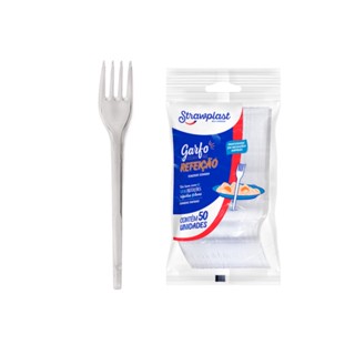 Garfos refeição branco ou Cristal com 50 unidades strawplast para festas e eventos