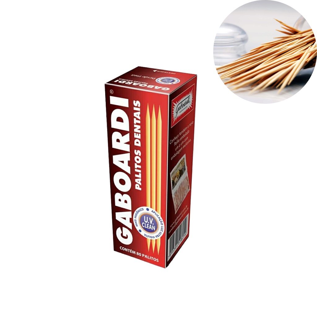 Caixinha De Palitos De Dentes Gaboardi 80 Unidades