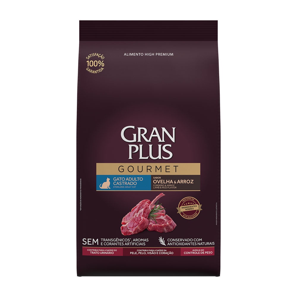 Ração Granplus Gourmet Para Gatos Castrados Sabor Ovelha 1Kg - Pets
