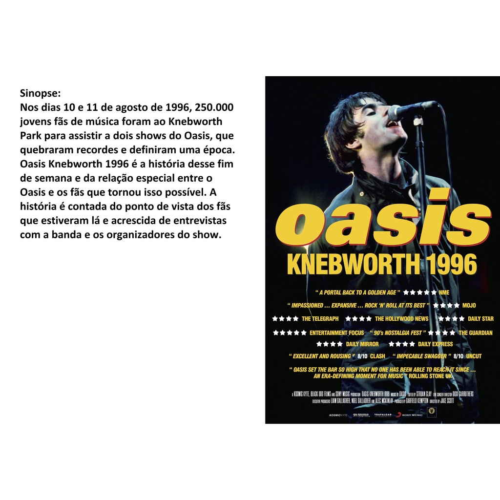 Oasis Knebworth 1996 (2021) Hd Legendado Dvd
