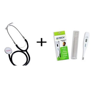 Estetoscópio Premium simples original G-tech preto + Termometro Clinico Digital G Tech em Oferta na Shopee