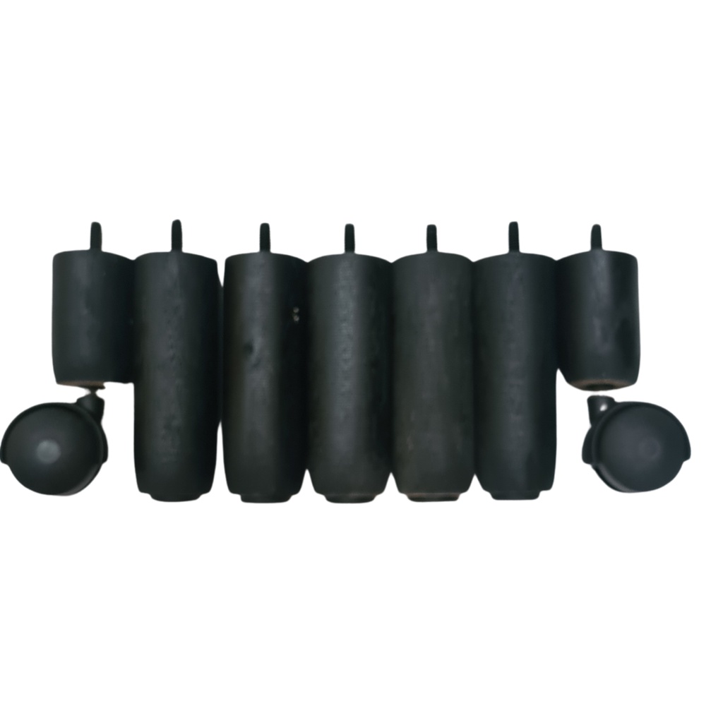 Pés De Madeira Para Camas Box Casal 5 Pés Fixos 2 Rodas 12cm
