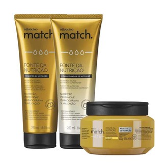 Kit Match Fonte Da Nutrição Fios Finos: Shampoo + Condicionador + Máscara Capilar