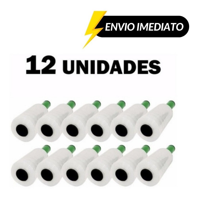 12x Rolo Filme Plastico Stretch P/ Volante 10cmx120m C/ Cabo - Melhor Aderência 0.17 Micra