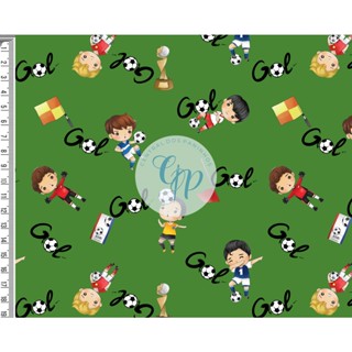 Tecido tricoline, microfibra ou gabardine - Futebol - Gol - Fundo verde - 0.50CM