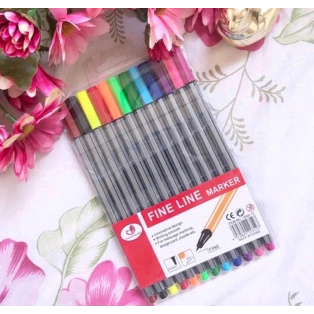 Kit Com 12 Canetas De Ponta Fina Desenhar Escrever C41825 | Shopee Brasil