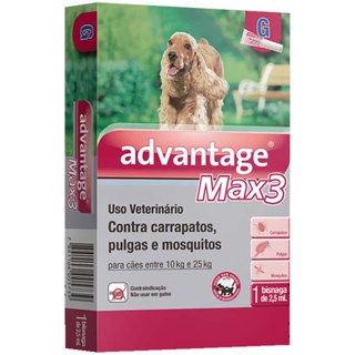 Advantage Max-3 Antipulgas para Cães de 10 a 25kg 1 Bisnaga de 2,5ml Elanco em Oferta na Shopee