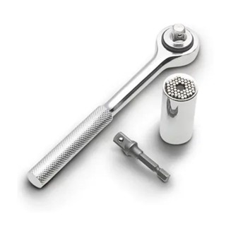 Kit Soquete Universal Chave de Boca Com Catraca 7 A 19mm 9 A 27mm