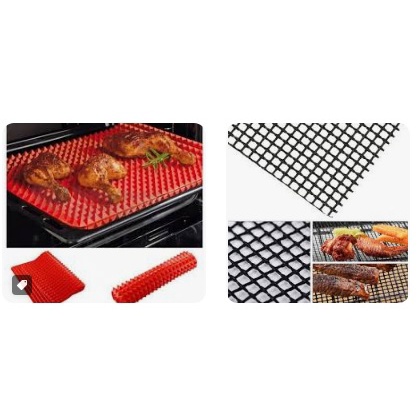 Kit Tapete Culinário de Silicone Grelha Antiaderente Assar Cozinha + Tela Grill Grelha para Churrasco Assados antiaderente Cozinha Churrasqueira lavável