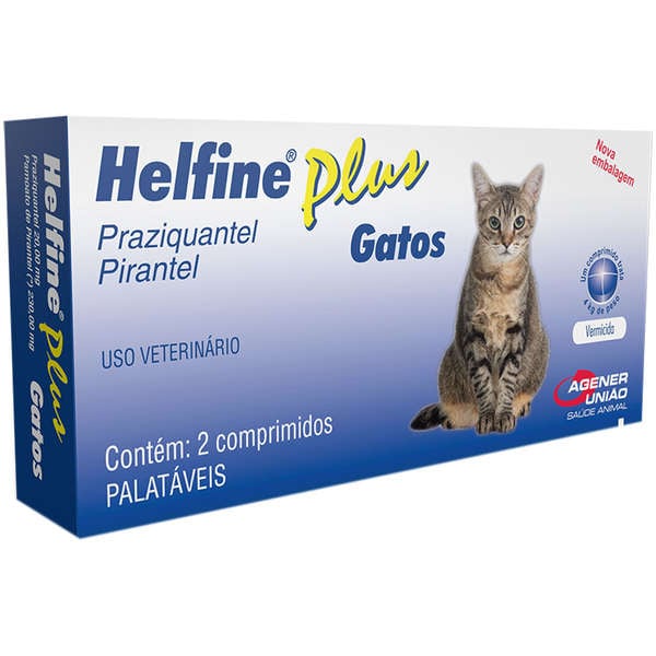 Vermífugo Helfine Plus 2 Comprimidos para Gatos Agener - Pets