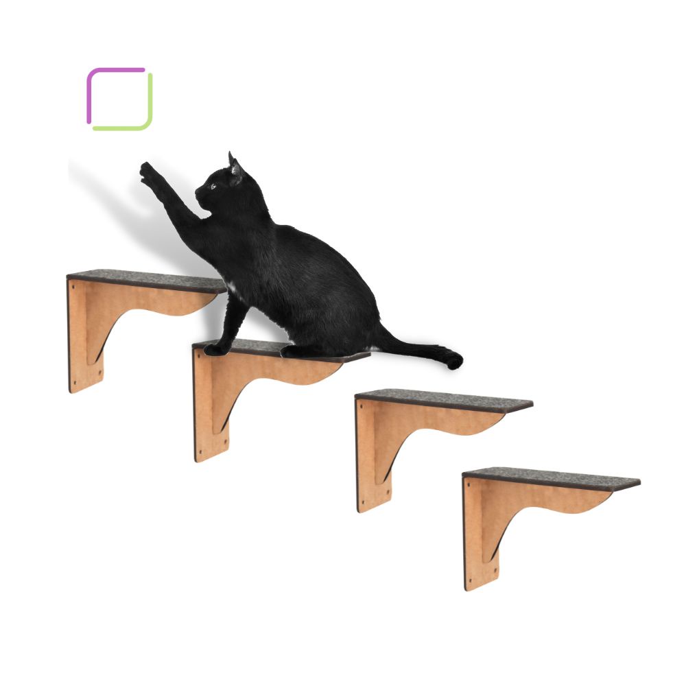 Degraus para gato escadinha para bichanos de parede com carpete anti-derrapante