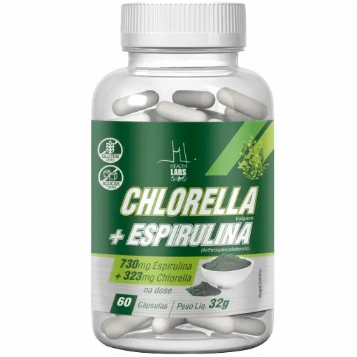 Chlorella (323mg) + Espirulina (730mg) - (60 Cápsulas) - Health Labs