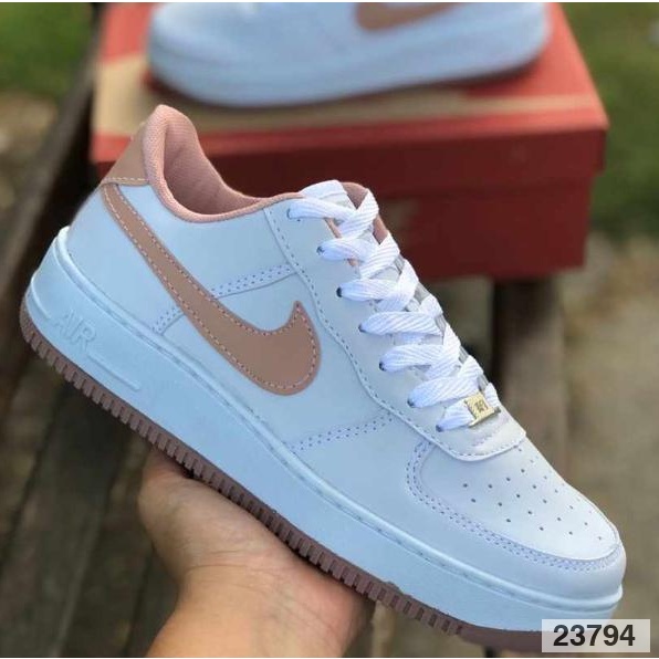 Tênis Nike Air Force Branco e Azul Feminino Premium